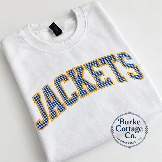 JACKETS Blue Gingham Sweatshirt & Mock Necks