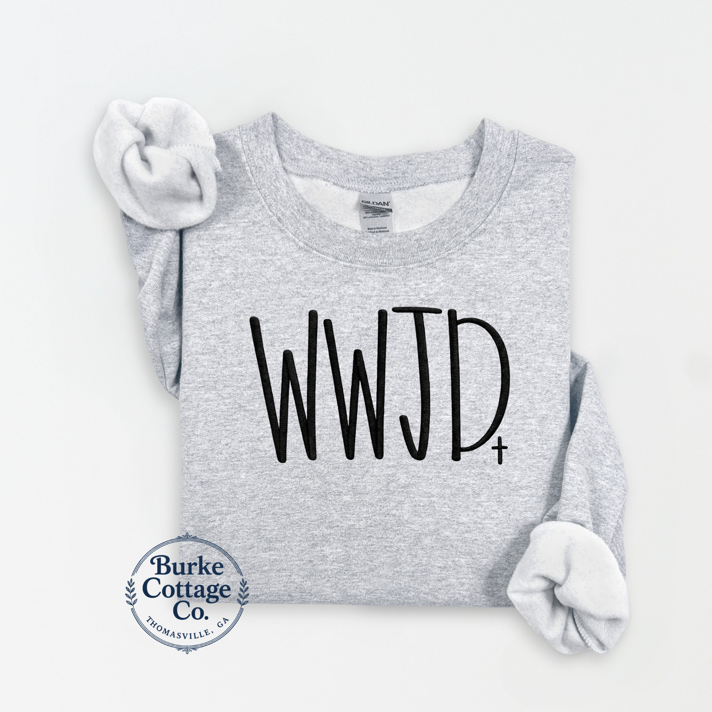 WWJD embroidered sweatshirt