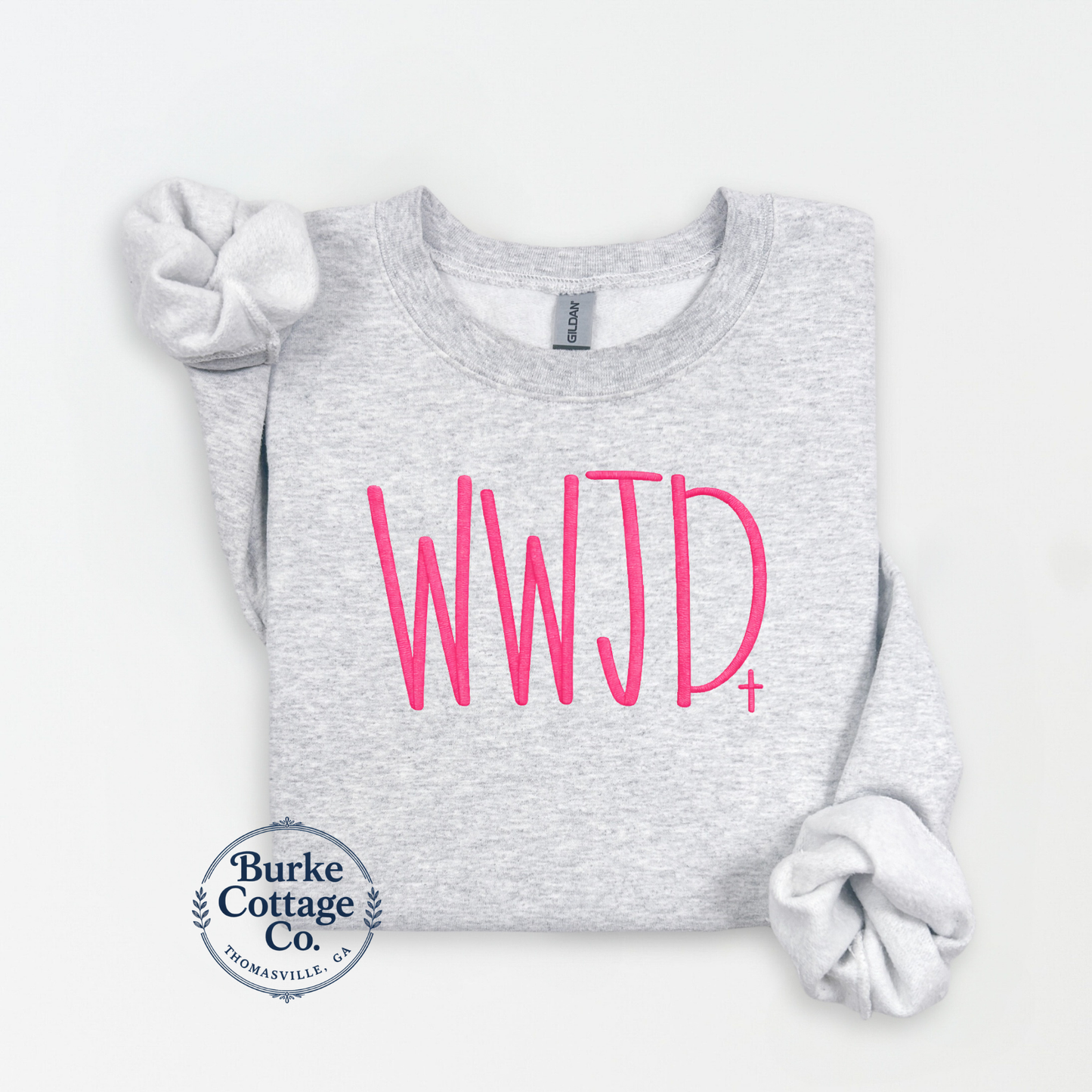 WWJD embroidered sweatshirt