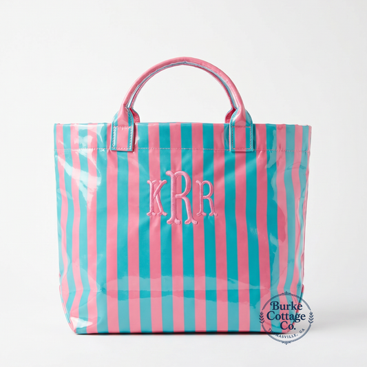 Colorblock Striped Tote Bag Snap Waterproof Beach Bag