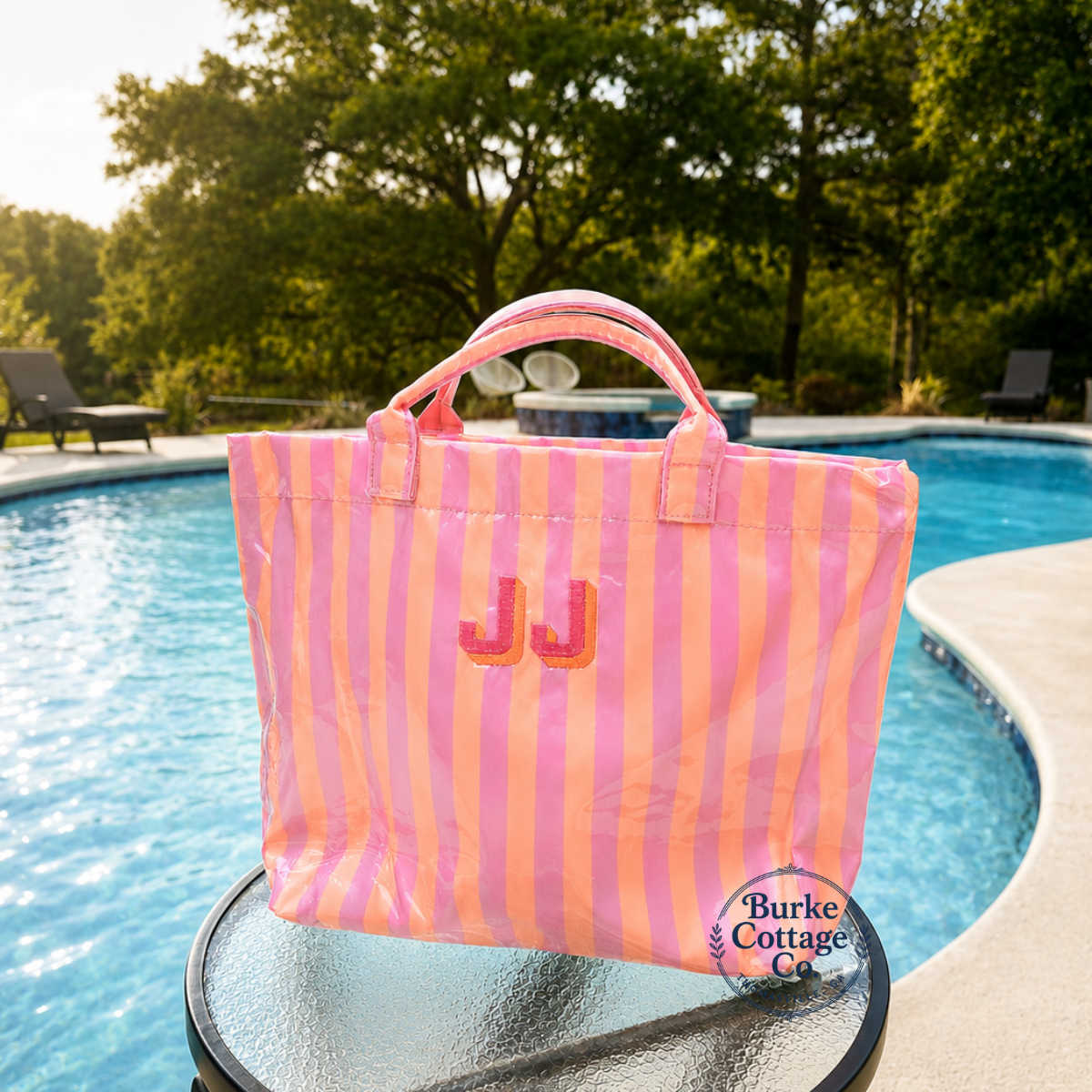 Colorblock Striped Tote Bag Snap Waterproof Beach Bag