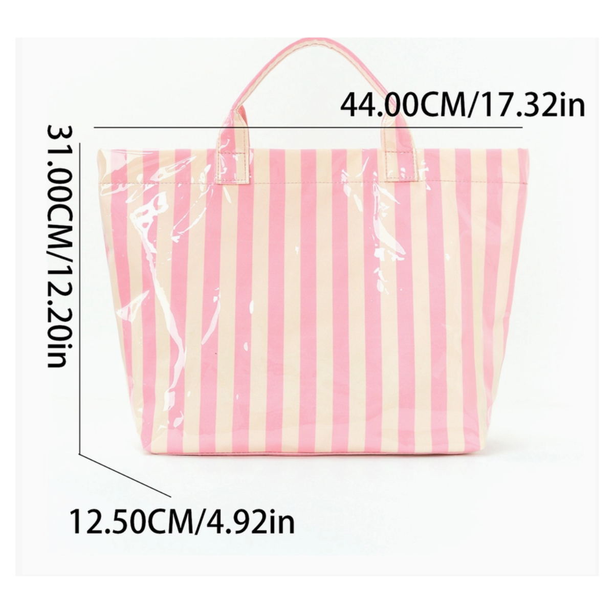 Colorblock Striped Tote Bag Snap Waterproof Beach Bag