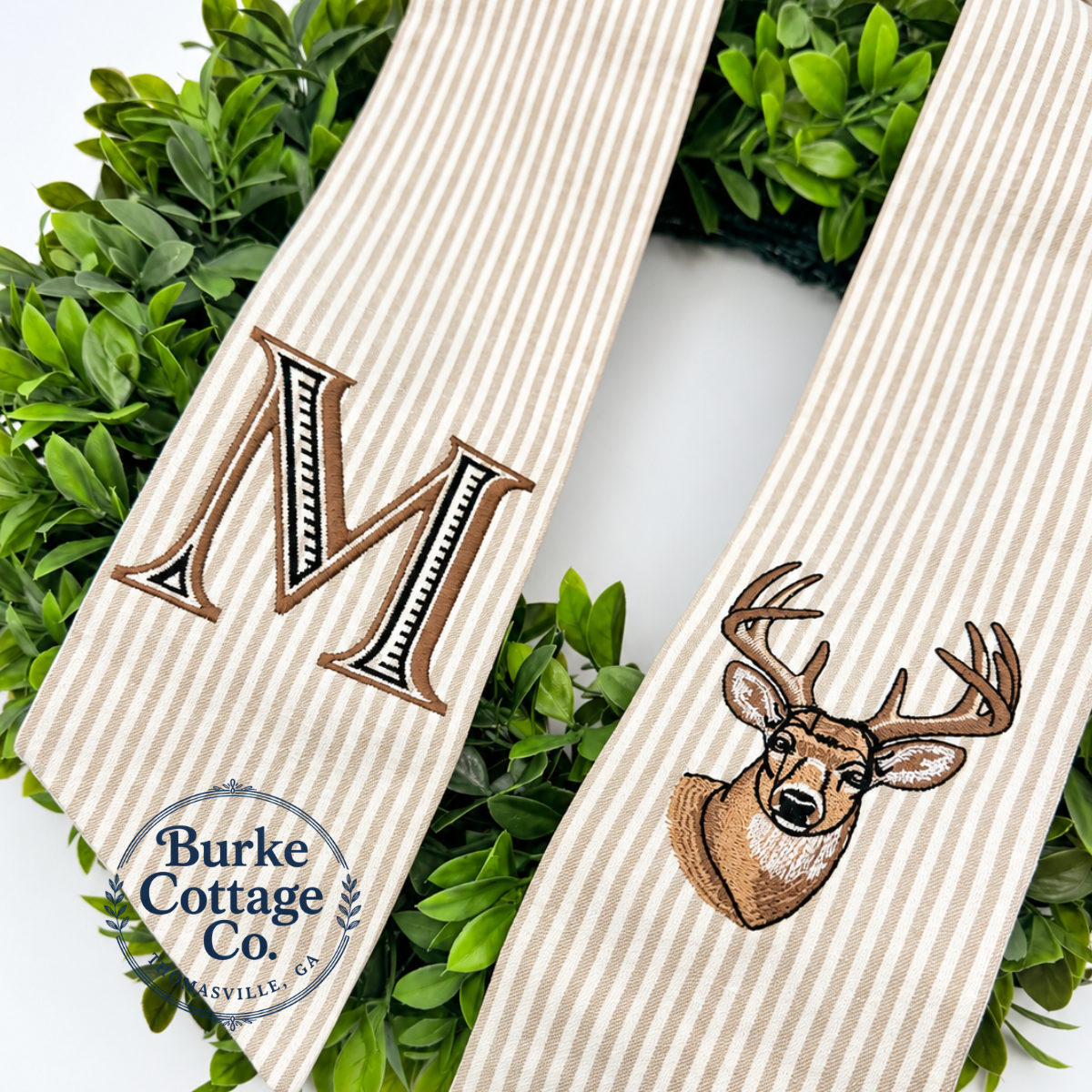 Personalized Wildlife Wreath Sash | Custom Embroidered