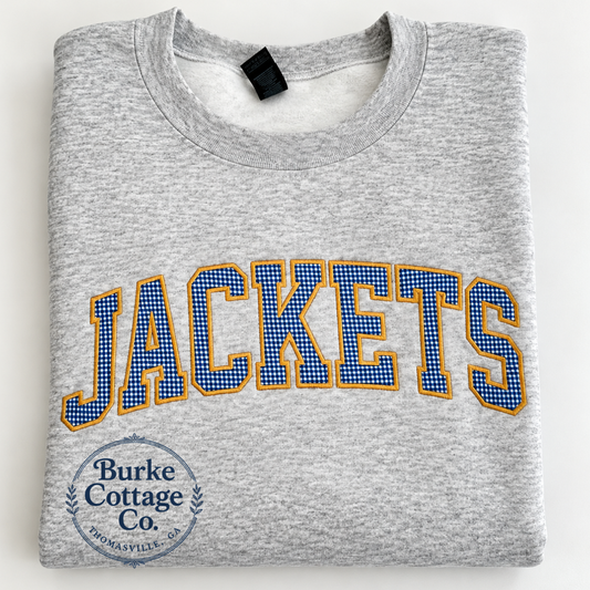 JACKETS Blue Gingham Sweatshirt & Mock Necks
