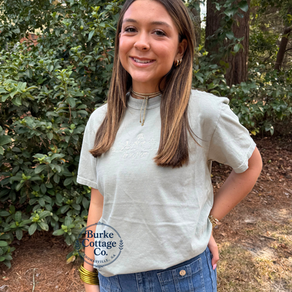 He Is Risen Embroidered Comfort Colors T-Shirt | Christian Easter Shirt
