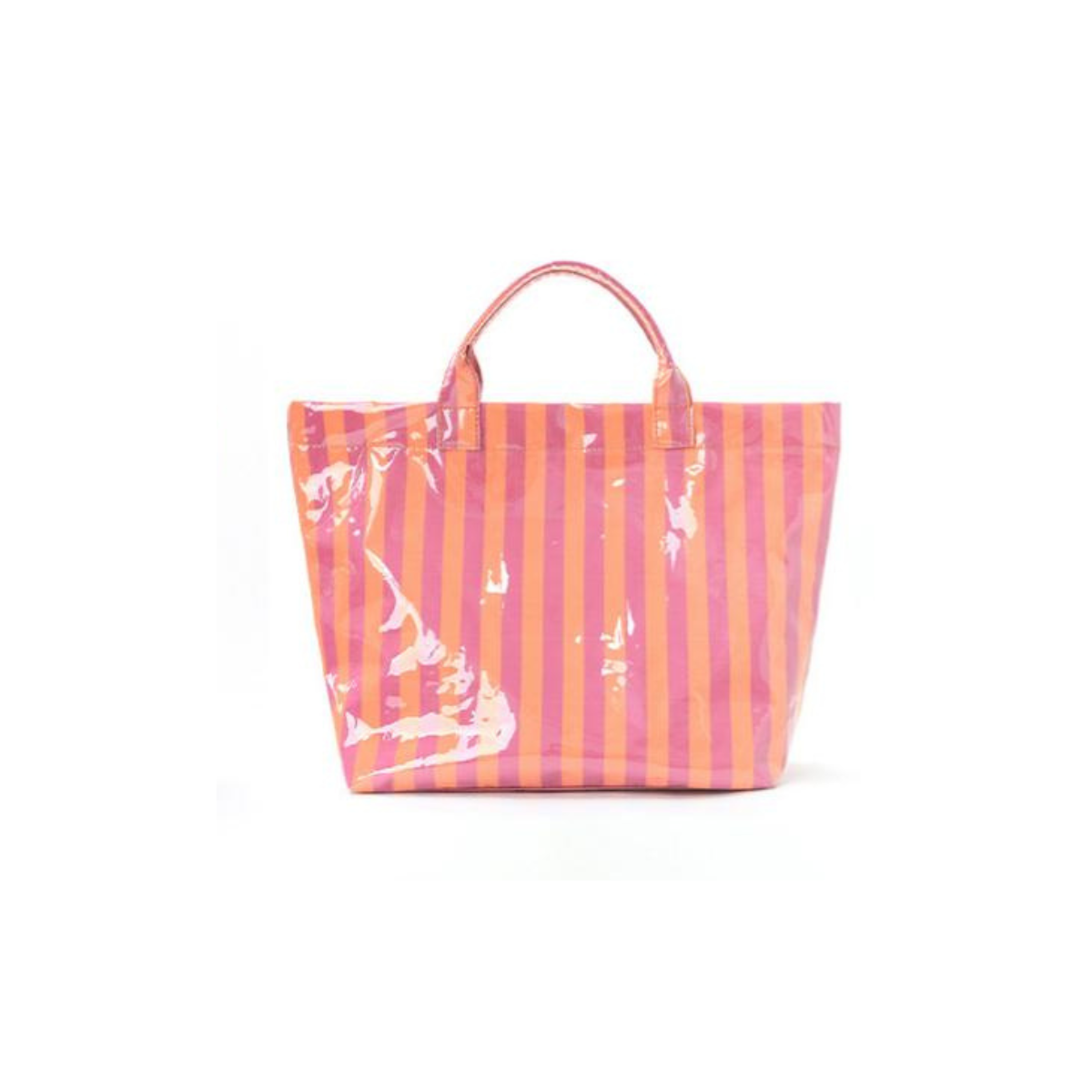 Colorblock Striped Tote Bag Snap Waterproof Beach Bag