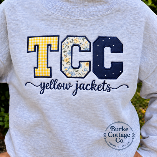 TCC Yellow Jackets ash mockneck