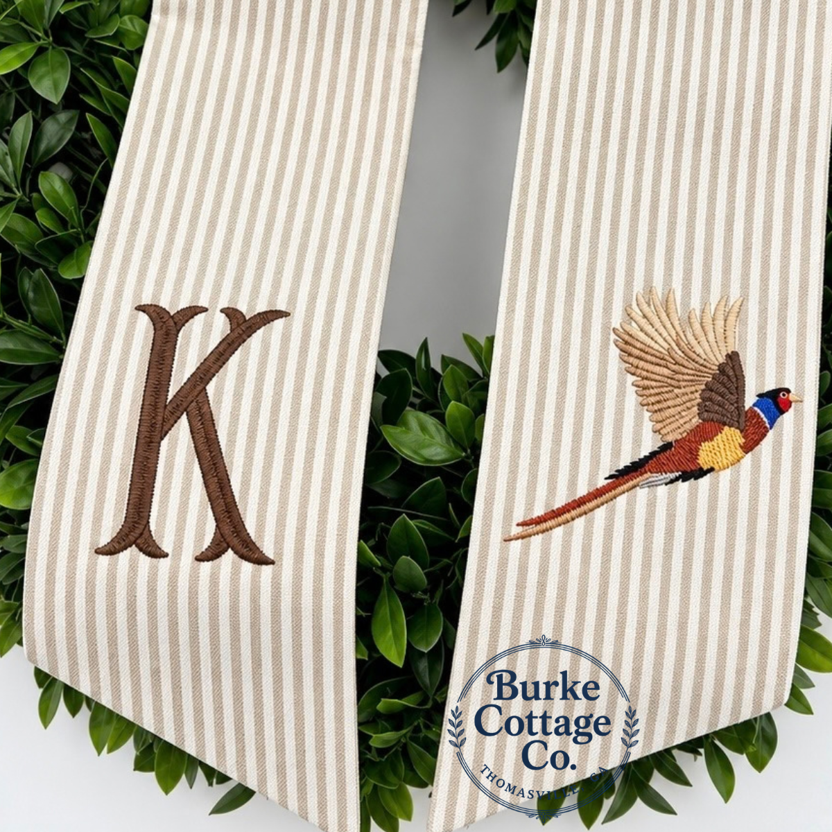 Personalized Wildlife Wreath Sash | Custom Embroidered