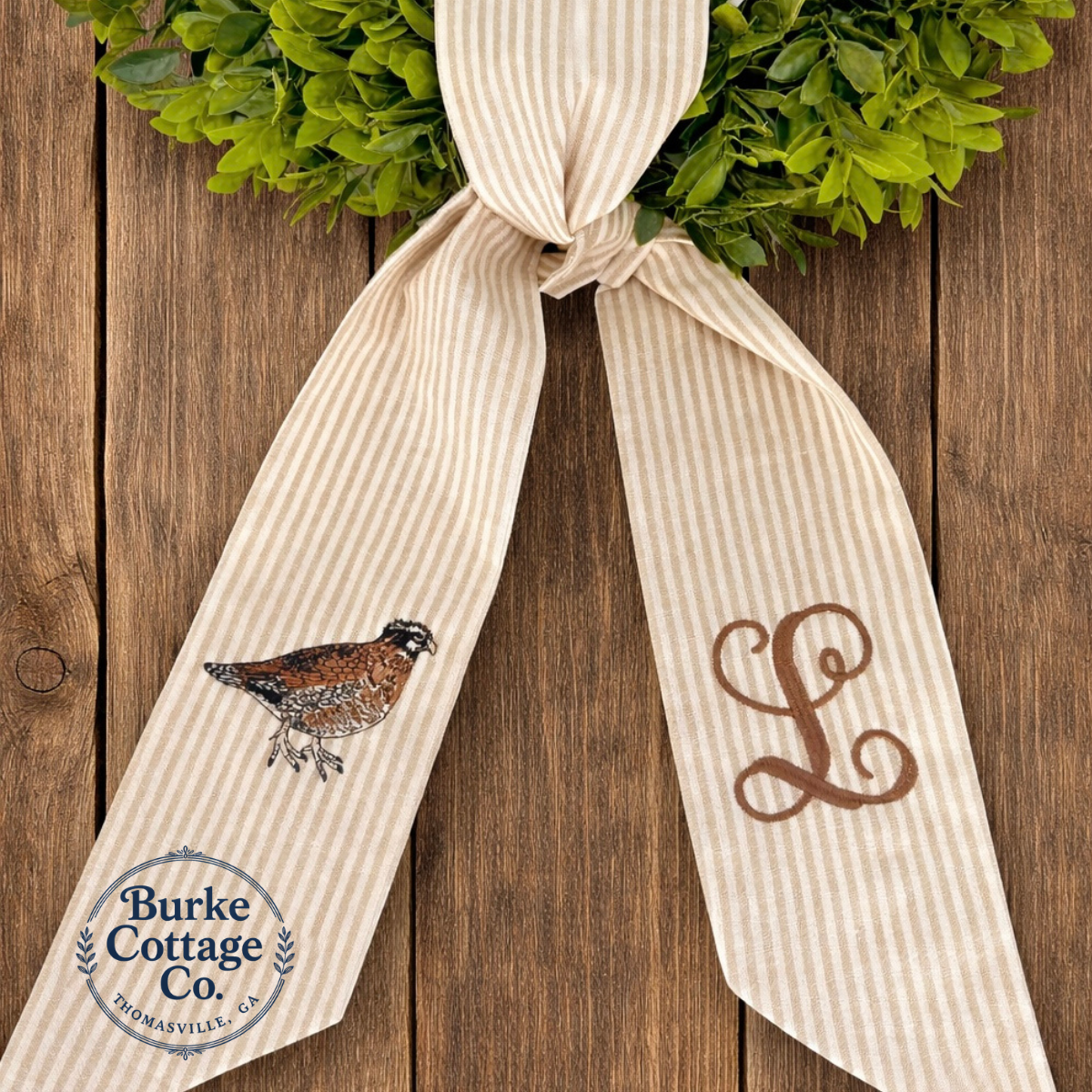 Personalized Wildlife Wreath Sash | Custom Embroidered