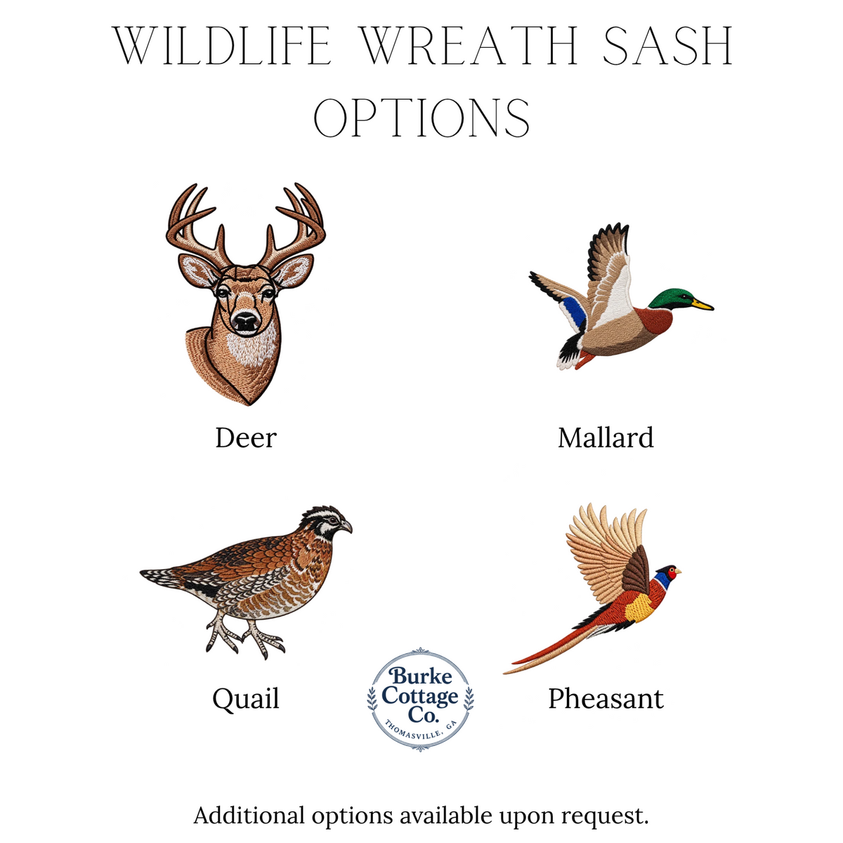 Deer mallard quail pheasant wildlife design choices