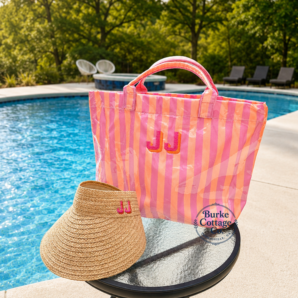 Colorblock Striped Tote Bag Snap Waterproof Beach Bag